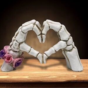 {NEW} Small Skeleton Heart Sculpture with Roses